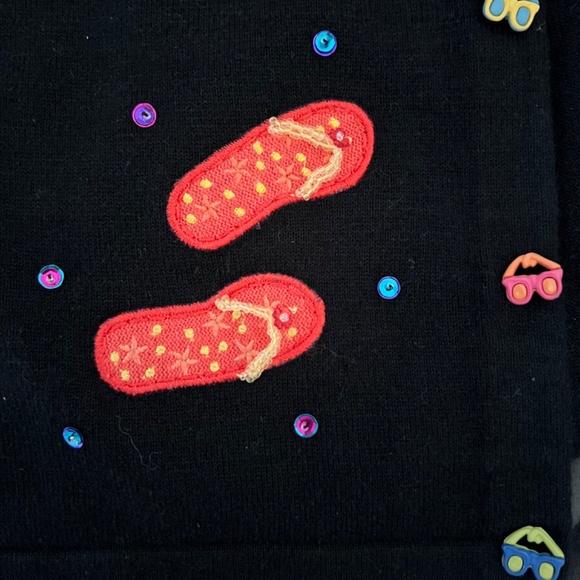 Marissa Studios Black Flip Flop Sequins Cardigan Sweater M - Picture 8 of 9